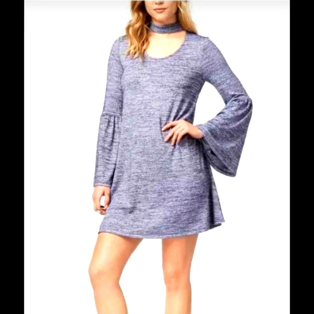 Kensie thin sweater like material blue dress size small with bell sleeve…